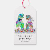 Dinosaurus Thema Bruiloft Dank Je Wel Cadeaulabel (Voorkant)