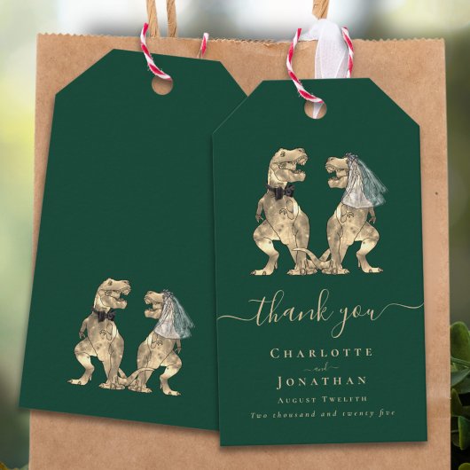 Dinosaurus Thema Bruiloft Dank Je Wel Cadeaulabel