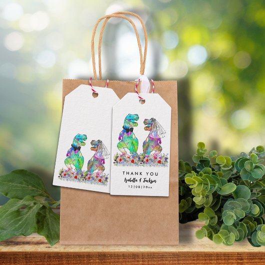 Dinosaurus Thema Bruiloft Dank Je Wel Cadeaulabel
