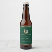 Dinosaurus Thema Bruiloft Donkergroen Bier Etiket (Voorkant)