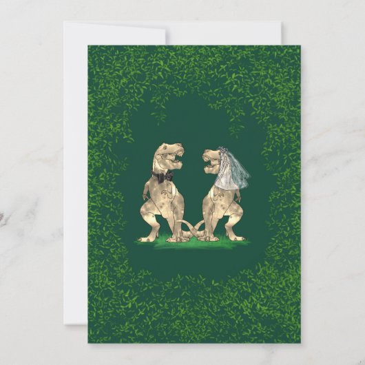 Dinosaurus thema bruiloft kaart (Achterkant)