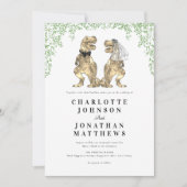 Dinosaurus thema bruiloft kaart (Voorkant)