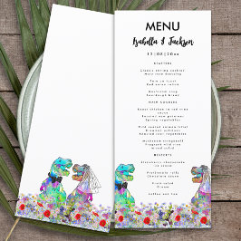 Dinosaurus Thema Bruiloft Kleurrijke Wilde Bloemen Menu