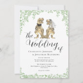 Dinosaurus Thema Bruiloft QR Code Kaart (Voorkant)