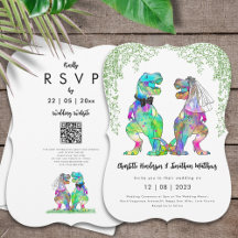 Dinosaurus Thema Bruiloft QR Code