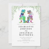 Dinosaurus thema bruiloft QR-code Kaart (Voorkant)