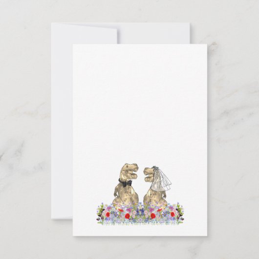 Dinosaurus thema bruiloft RSVP kaartje (Achterkant)