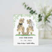 Dinosaurus thema bruiloft Save the Date (Staand voorkant)