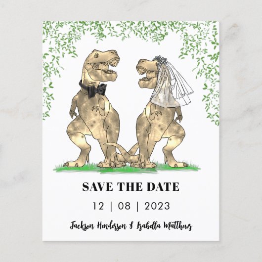 Dinosaurus thema bruiloft Save the Date (Voorkant)