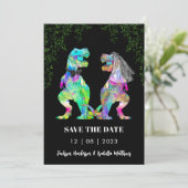 Dinosaurus Thema Bruiloft Save The Date (Staand voorkant)