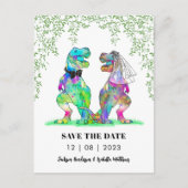 Dinosaurus thema bruiloft Save the Date Grappig Briefkaart (Voorkant)