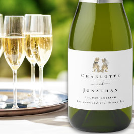 Dinosaurus thema bruiloft sparkling wijnetiket