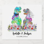 Dinosaurus thema bruiloft sparkling wijnetiket (Enkel label)