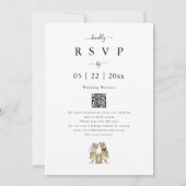 Dinosaurus Thema Bruiloft Zwart en Wit QR Code Kaart (Achterkant)