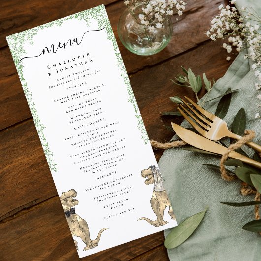 Dinosaurus Thema Bruiloftsmenu Menu