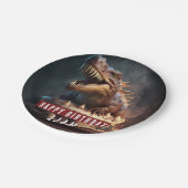 Dinosaurus thema Cream Cake - Verjaardag Papieren Bordje (Gekanteld)