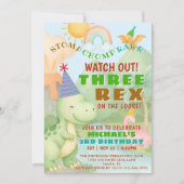 Dinosaurus Thema Drie Rex Verjaardagsfeest Jongen Kaart (Voorkant)