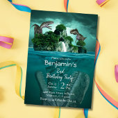 Dinosaurus thema eenvoudige moderne 2e verjaardag kaart