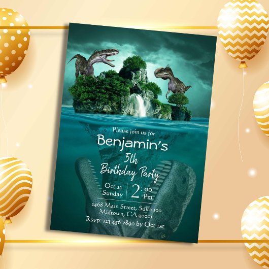 Dinosaurus thema eenvoudige moderne 5e verjaardag kaart