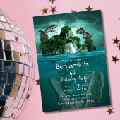 Dinosaurus thema eenvoudige moderne 6e verjaardag kaart