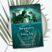 Dinosaurus thema eenvoudige moderne 7e verjaardag kaart