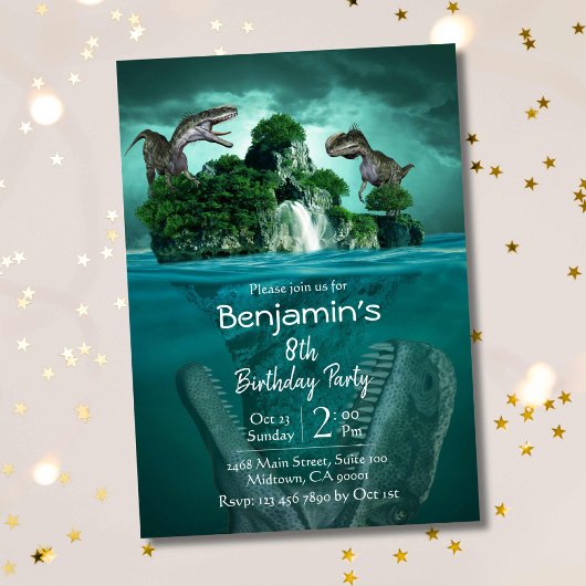 Dinosaurus thema eenvoudige moderne 8e verjaardag kaart