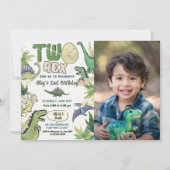 Dinosaurus thema feest 2e verjaardag kaart (Voorkant)