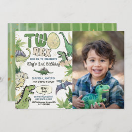 Dinosaurus thema feest 2e verjaardag kaart