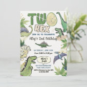 Dinosaurus thema feest 2e verjaardag kaart (Staand voorkant)