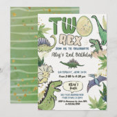 Dinosaurus thema feest 2e verjaardag kaart (Voorkant / Achterkant)