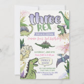 Dinosaurus thema feest 3e verjaardag kaart (Voorkant)