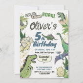 Dinosaurus Thema Feest Verjaardag, T Rex Kaart (Voorkant)