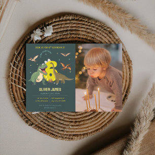Dinosaurus thema jongen 6e verjaardag kaart
