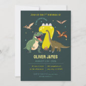 Dinosaurus thema jongen 7e verjaardag kaart (Voorkant)