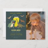 Dinosaurus thema jongen 7e verjaardag kaart (Voorkant)