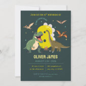 Dinosaurus thema jongen 8e verjaardag kaart (Voorkant)