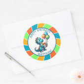 Dinosaurus thema Kind verjaardagsfeestje gepersona Ronde Sticker (Envelop)