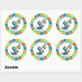 Dinosaurus thema Kind verjaardagsfeestje gepersona Ronde Sticker (Vel)