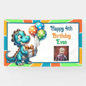 Dinosaurus thema Kind verjaardagsfeestje gepersona Spandoek (Horizontaal)