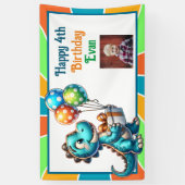 Dinosaurus thema Kind verjaardagsfeestje gepersona Spandoek (Verticaal)