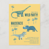 Dinosaurus Thema Kinderen Verjaardag Party Uitnodi Briefkaart (Voorkant)