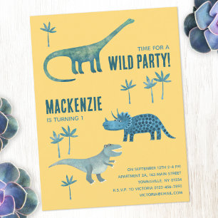 Dinosaurus Thema Kinderen Verjaardagsfeest Uitnodi Briefkaart
