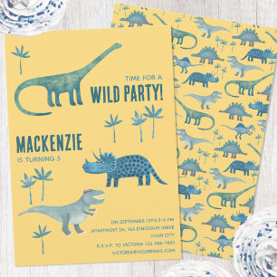 Dinosaurus Thema Kinderverjaardagsfeest Uitnodigin Kaart