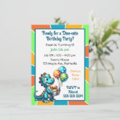 Dinosaurus thema Kind's verjaardagsfeestje Kaart (Staand voorkant)