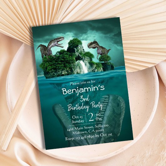 Dinosaurus thema moderne 3e verjaardag kaart