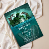 Dinosaurus thema moderne 4e verjaardag kaart