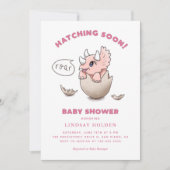 Dinosaurus thema Roze Baby shower Broeden Binnenko Kaart (Voorkant)