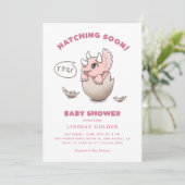 Dinosaurus thema Roze Baby shower Broeden Binnenko Kaart (Staand voorkant)