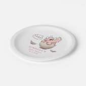 Dinosaurus thema Schattige Roze Triceratops Baby s Papieren Bordje (Gekanteld)