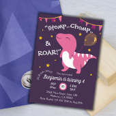 Dinosaurus thema Stomp, Chomp & Roar! 4e verjaarda Kaart